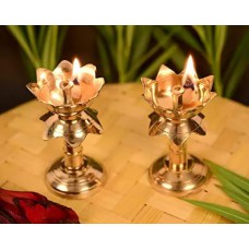 Pure Brass Lotus Shaped Akhand diya Pair